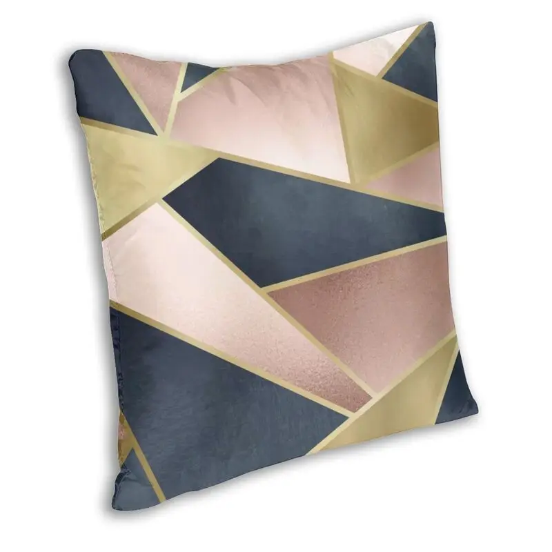 Rose Gold Pink Navy Blue Geometric Abstract Pattern Cushion Cover 40x40 Home Decorative Geometry Throw Pillow for Living Room