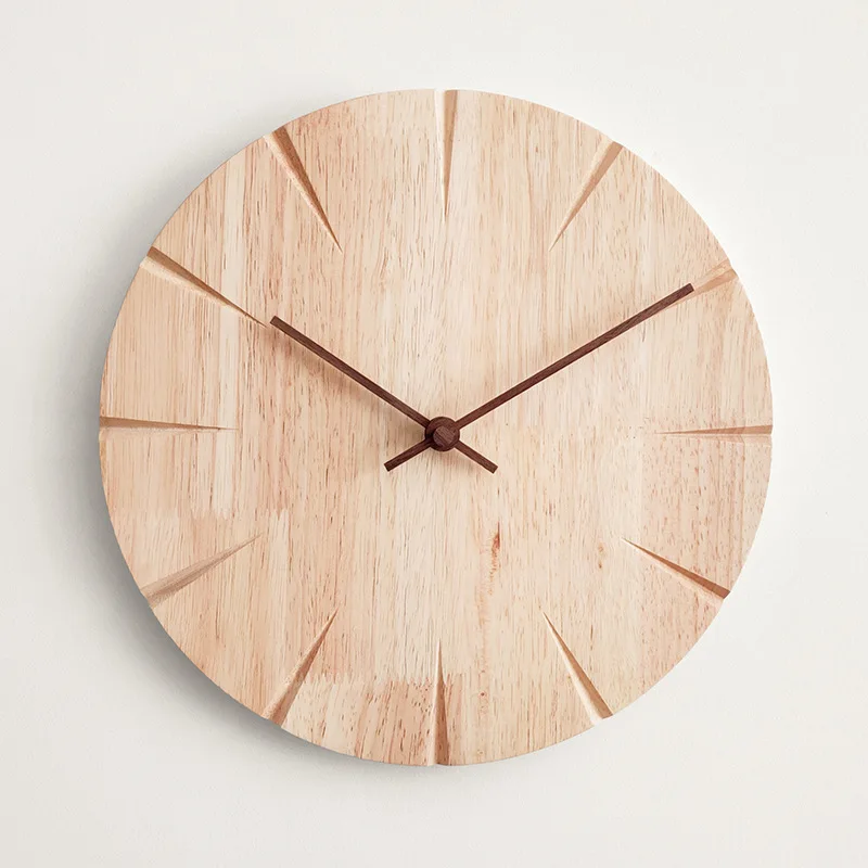 Creative Nordic solid wood wall clock office living room wall clock decoration high grade wooden wall clock Silent clock