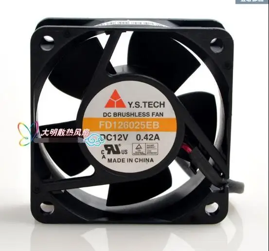 

Y.S TECH FD126025EB DC 12V 0.42A 60x60x25mm 2-Wire Server Cooling Fan