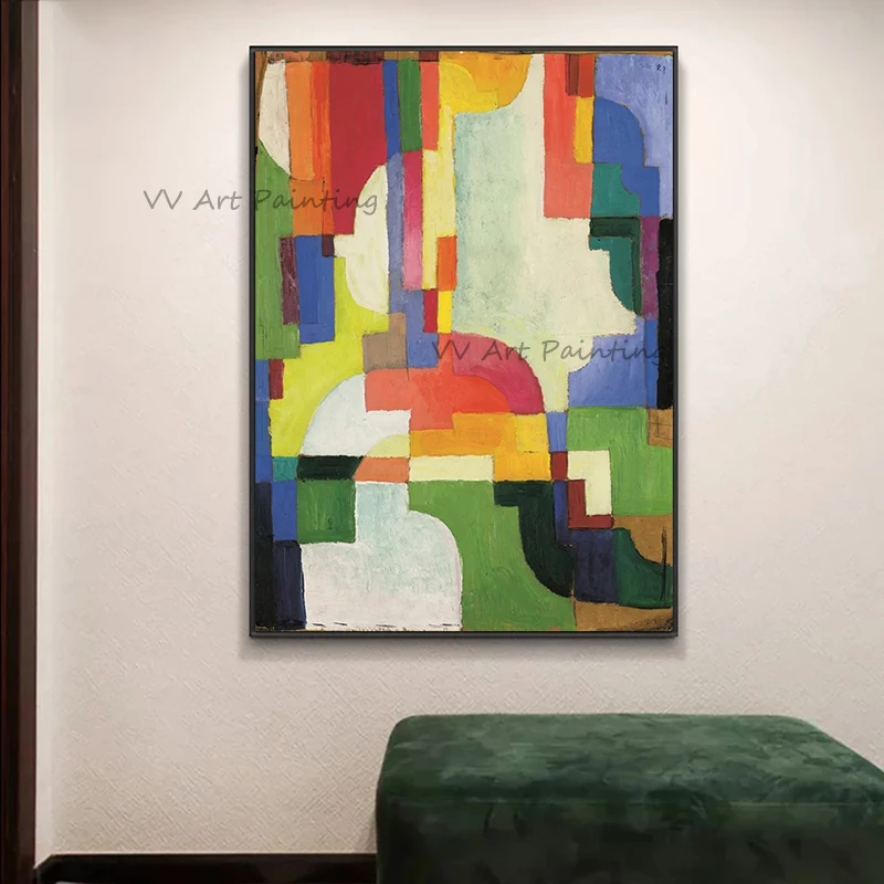 100% Handmade Original Oil Painting, Vibrant Multicolor Geometric Abstract Canvas Art, Contemporary Gallery Style Wall Decor