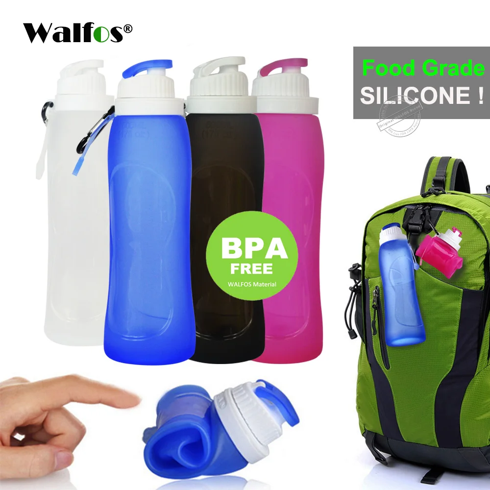 

WALFOS Food Grade 500ML Creative Collapsible Foldable Silicone Drink Sport Water Bottle Camping Travel Plastic Bicycle Bottle