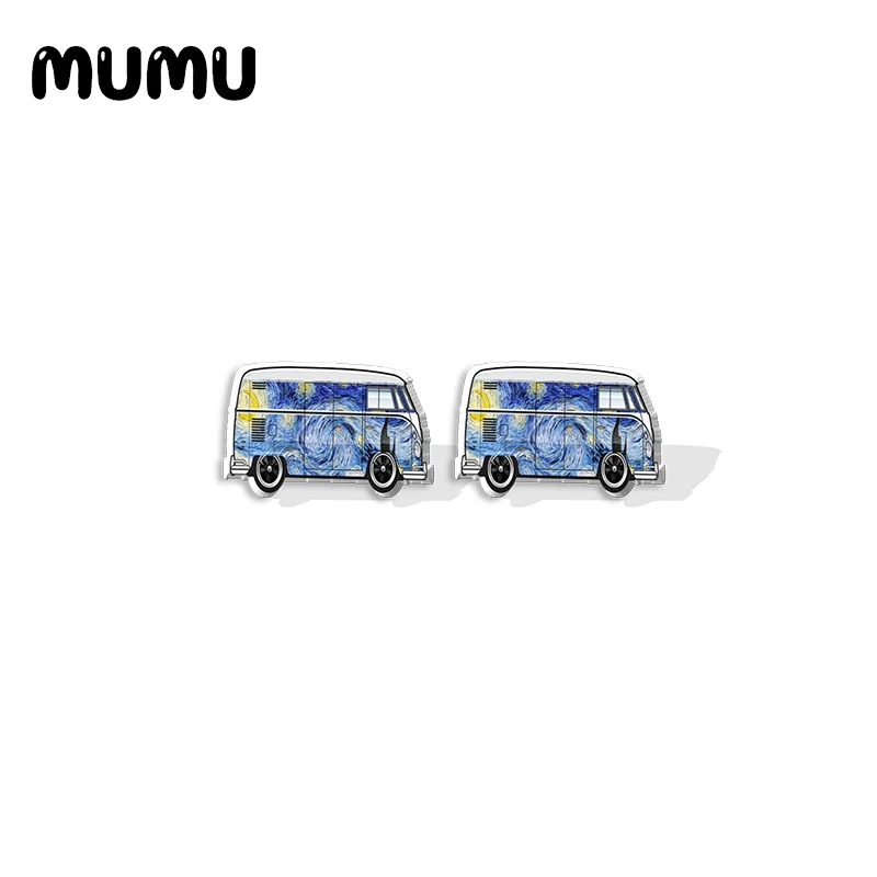 2020 New Starry Night Acrylic Stud Earring Van Gogh Resin Epoxy Jewelry Gifts Fans