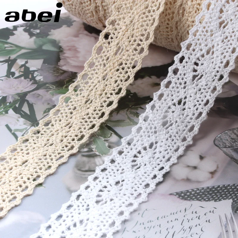 5yards/lot 3cm White Beige Double Sides Lace Trims DIY Patchwork Handmade Sewing Fabric Accessories Wedding Scrapbooking Ribbon