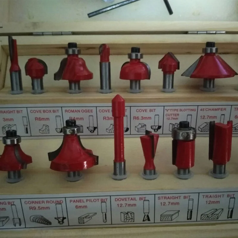 

6,35 мм 15 шт./компл. набор фрез V-образный круглый дно обрезка электромеханический деревянный специальный держатель инструмента прямой нож