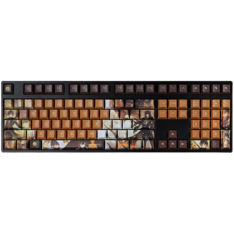 Genshin Impact ZHONGLI-Teclas de personaje de juego, Material PBT, perfil de cereza, tapa de teclado mecánico, 108 teclas