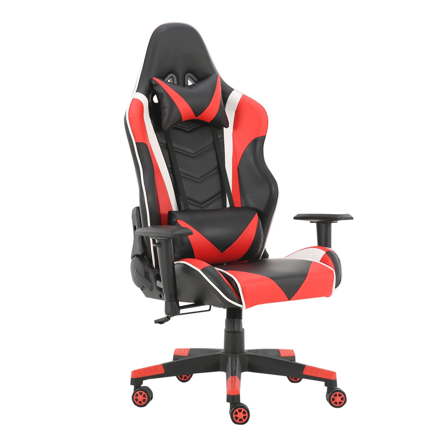 Computer Desk Chair Gaming Chairs  Office Swivel Chairs  with headrest and Lumbar Pillow Red US Warehouse