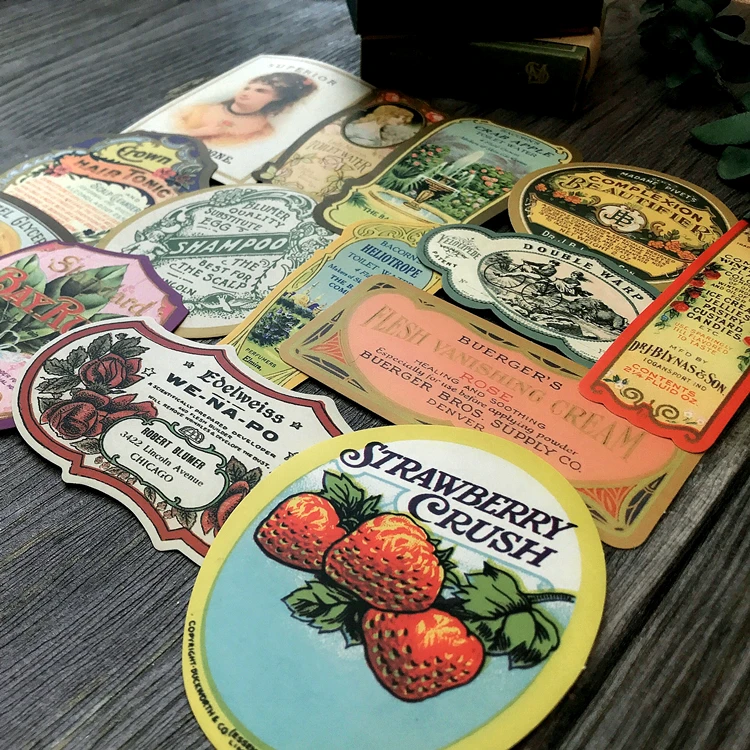 Junkjournal Retro Gorgeous Logo Sticker DIY Scrapbook Travel Diary Glass Bottle Decoration Material Paper