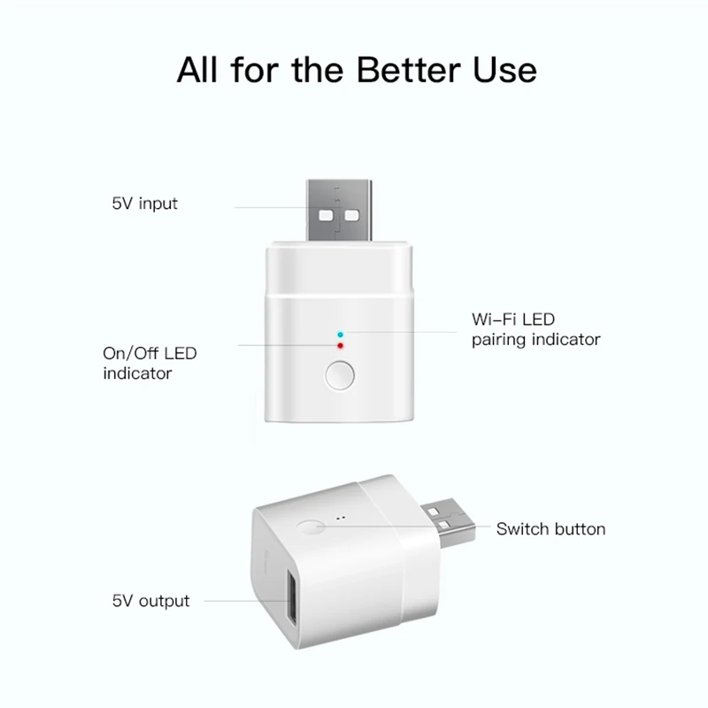 SONOFF adaptor USB mikro 5V, soket Wifi waktu pintar steker pengisi daya EWelink kontrol aplikasi bekerja dengan Alexa Google Alice Home Assistant