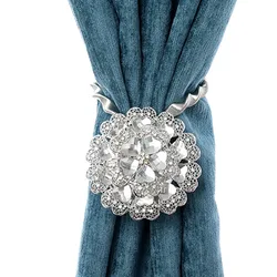 1 pc Magnetic Spring Curtain Clip Curtain Holders Tieback Hanging Diamond Big Flower Curtain Hooks Home Curtain Buckle Attache