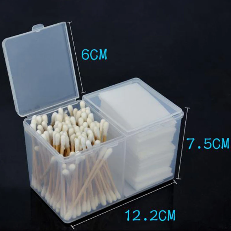 Empty Grids Portable Storage Case Makeup Tools Container Nail Polish Remover Wipe Pads Cotton Swab Rods Twin Well