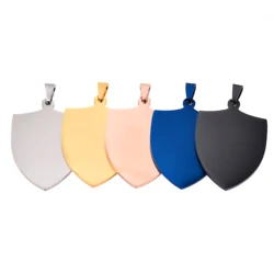 5Pcs 33*52mm Stainless Steel Custom Name Jewelry S Hield Shape Dog Tags  Pendant Necklace Jewelry