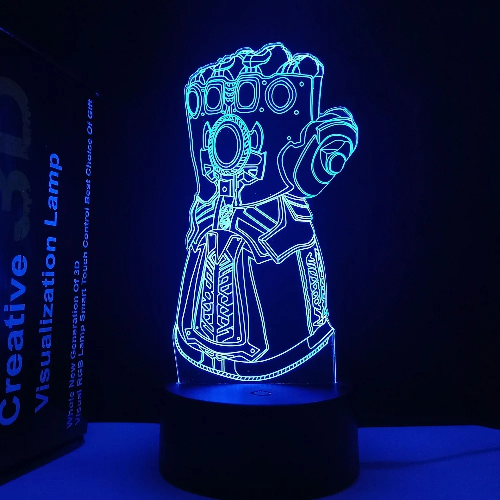 Movie Series Thanos Gloves LED Acrylic Night Light Colorful Vision 3D Table Lamp Children Table Lamp Christmas Gift