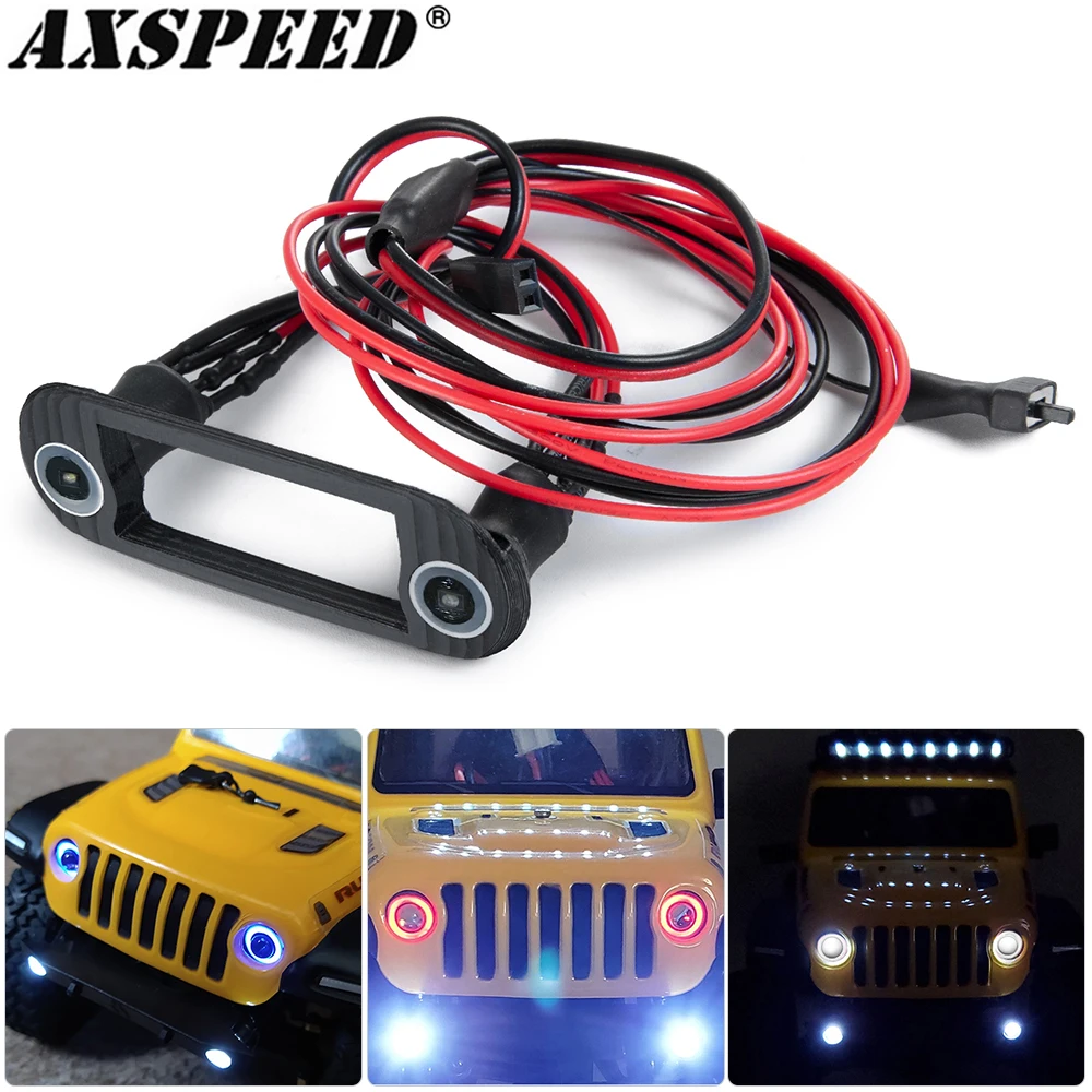 AXSPEED SCX24 LED Lights Front Bumper Lamp Headlight with Mount Bracket for 1/24 RC Crawler Car Axial SCX24 AXI00002