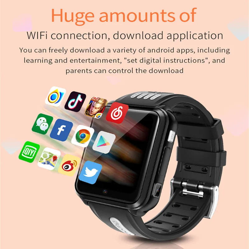 4G Children\'s Smart Watch Android 9.0 Boys Girls Dual Cameras Photo GPS Location Phone Wifi Internet APP Download Call Recording