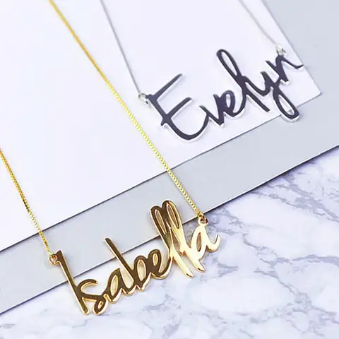 Custom Name Charms Necklace Gold Color Stainless Steel Box Chain Necklaces for Women Men Personalized Handmade Pendants Jewelry