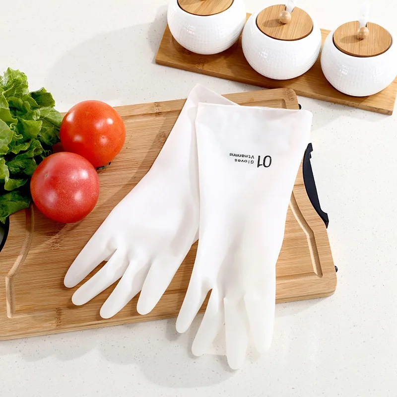 Rubber Gloves Light And Soft Waterproof Printing Transparent Housekeeping Kitchen Cleaning Tools For Laundry Dishwash 1 Pair