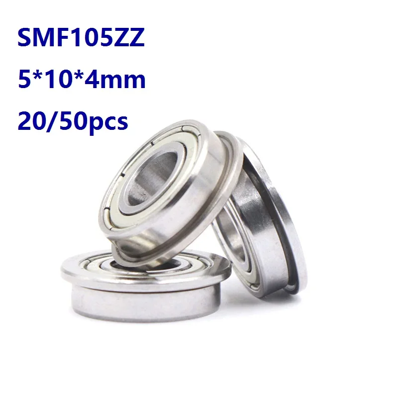 20pcs/50pcs SMF105ZZ 5x10x4mm Stainless steel bearings Mini Flange Bearings 5*10*4mm Miniature Deep groove Ball Bearing