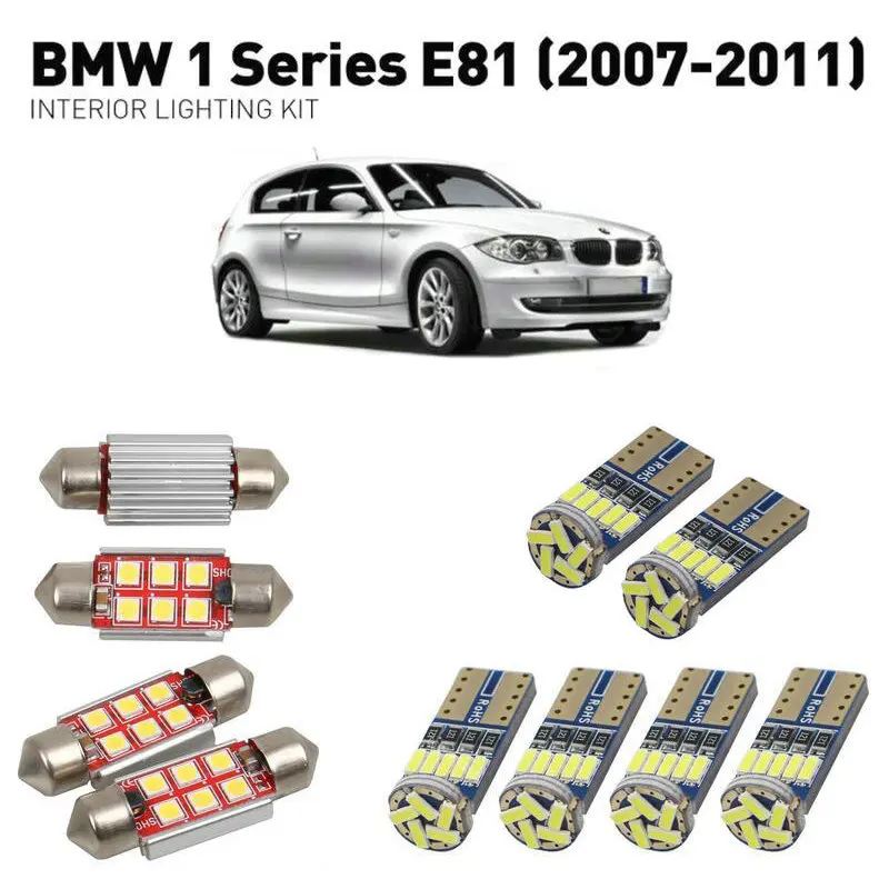 

Led interior lights For BMW 1 series e81 2007-2011 Led Lights For Cars lighting kit automotive bulbs 12pc Canbus Error Free