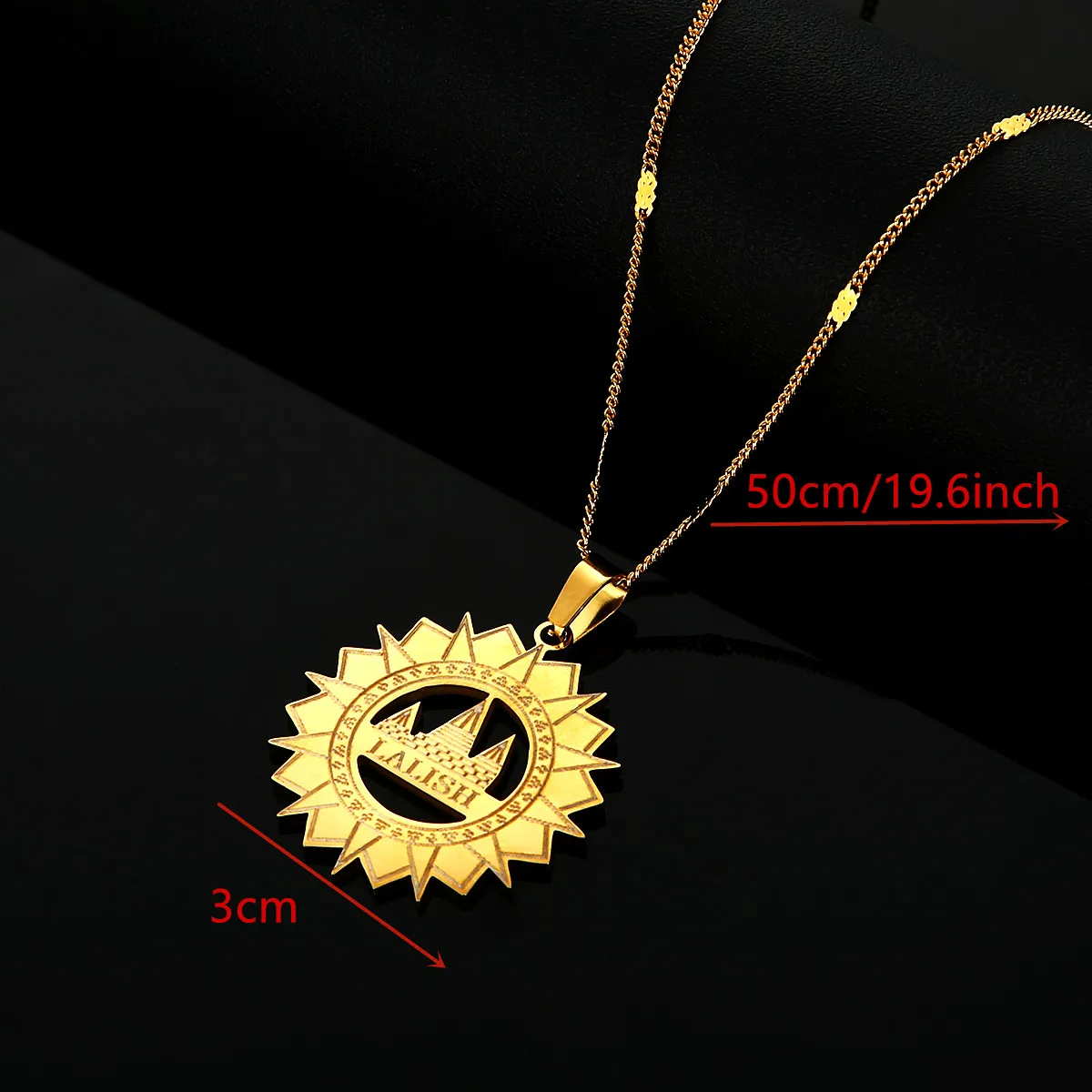 Stainless Steel Gold Color Lalish Pendant Necklace Yezidi Faith Pilgrimage Chain Jewelry