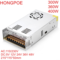 LED Power Supply DC 5V 12V 18V 24V 36V 48V 360W 400W Switching Power Supply Source Transformer 100-240V AC DC SMPS