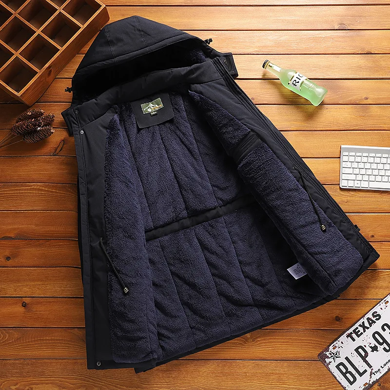 Outdoor Men'S Wear Winter Fashion Casual Plus Velvet Padded Warm Plus-size Cotton-padded Clothes Coat