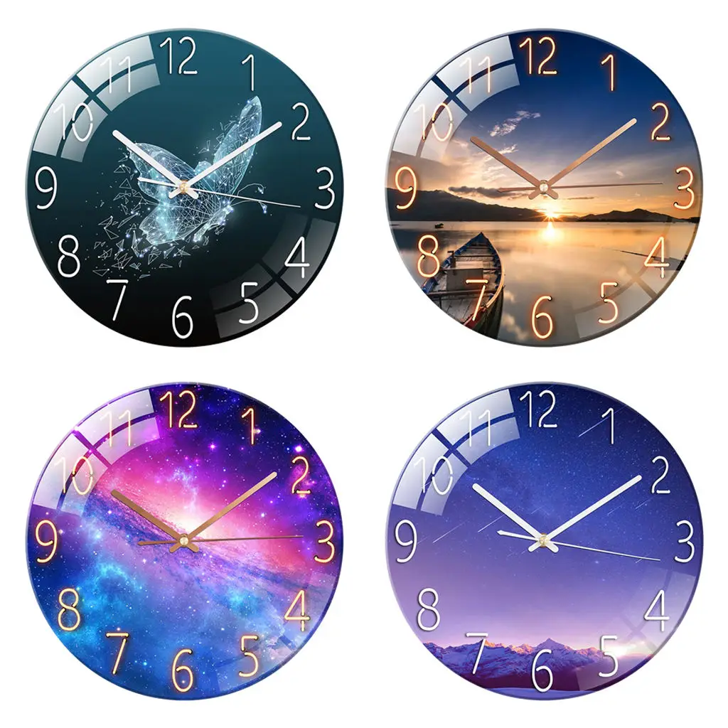 Modern Glass Quartz Wall Clock Pendulum Living Room Kids Room Bedroom Office Decor