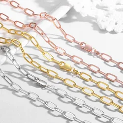 Paperclip Necklaces Chain 925 Sterling Silver Link Neck 4.5MM Men Women Jewelry 45 50 55 60CM Luxury Fine Gift Gilded Rose Gold