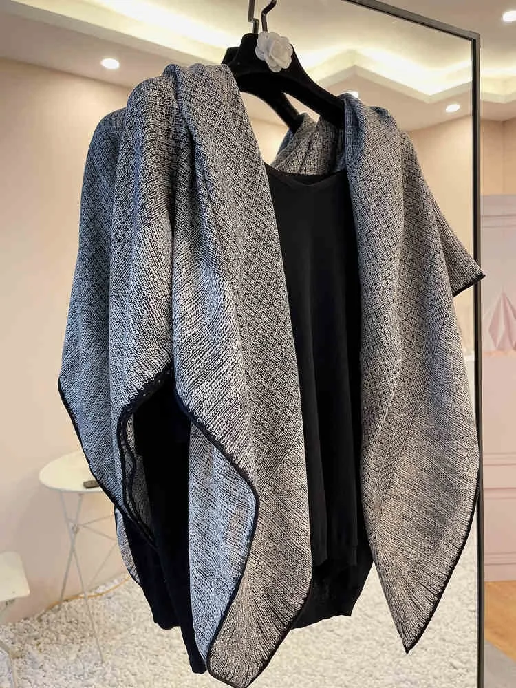 Large Square Wool Blanket Scarf Shawl Women Winter Fashion Warm Scarves Wraps 132*132cm