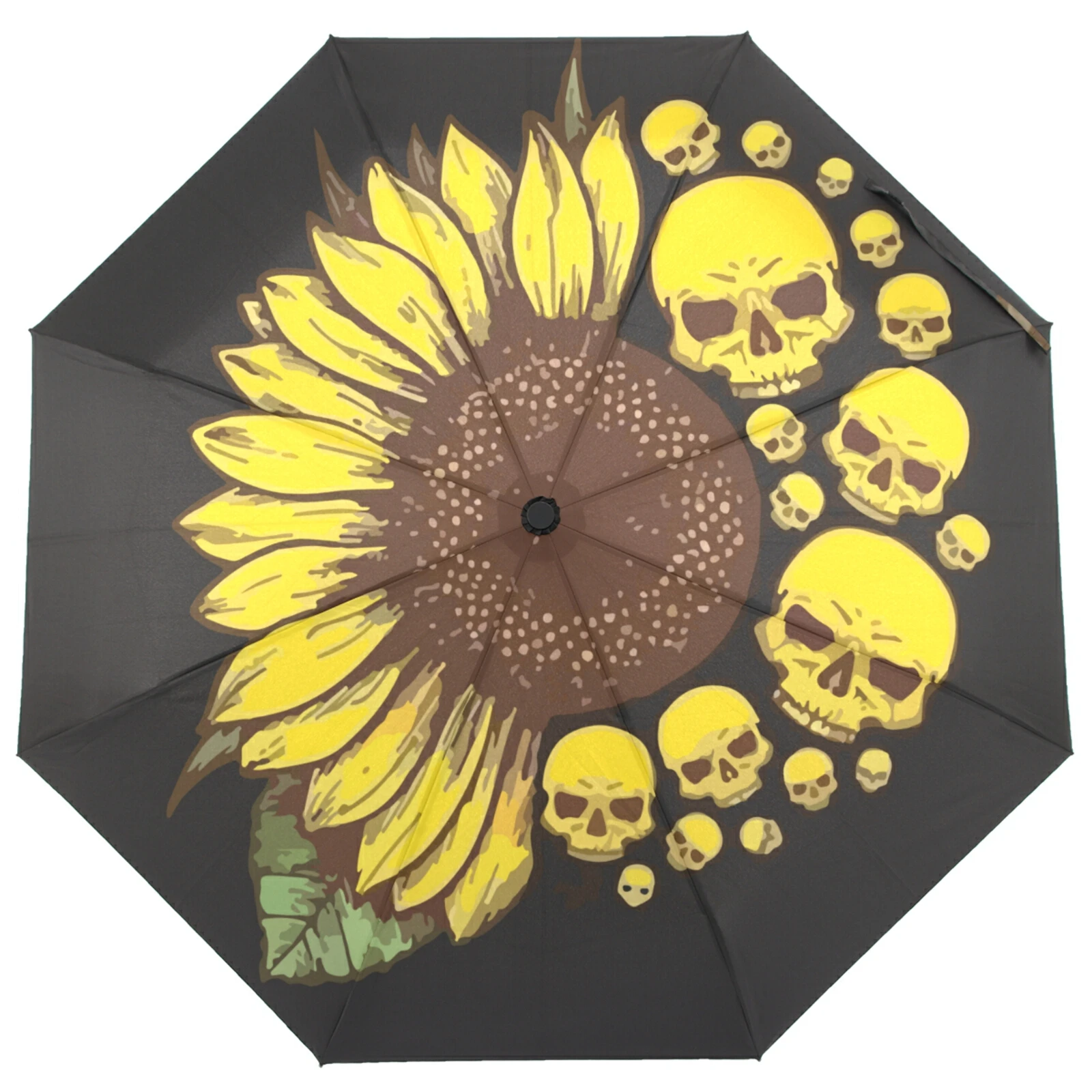 

Fully Automatic Three Folding Umbrella Rain Women Creative Flower Skull Printing Sun Protection Umbrella Male Portable Parapluie