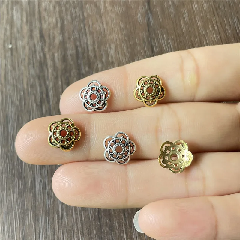 

JunKang Alloy Retro Style Five-Leaf Hollow Torus Flower Hat DIY Beaded Bracelet Necklace Jewelry Connector Making Supplies Found