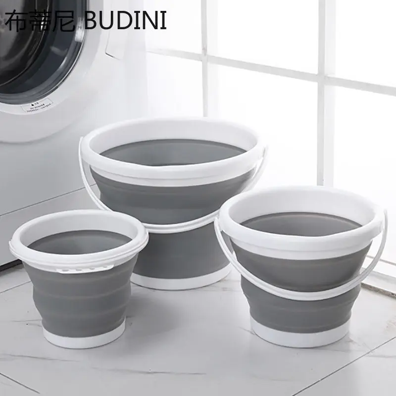 Silicone Folding Bucket for Fishing Promotion Folding Bucket Car Wash Outdoor Fishing Round Square Camp Room Bucket