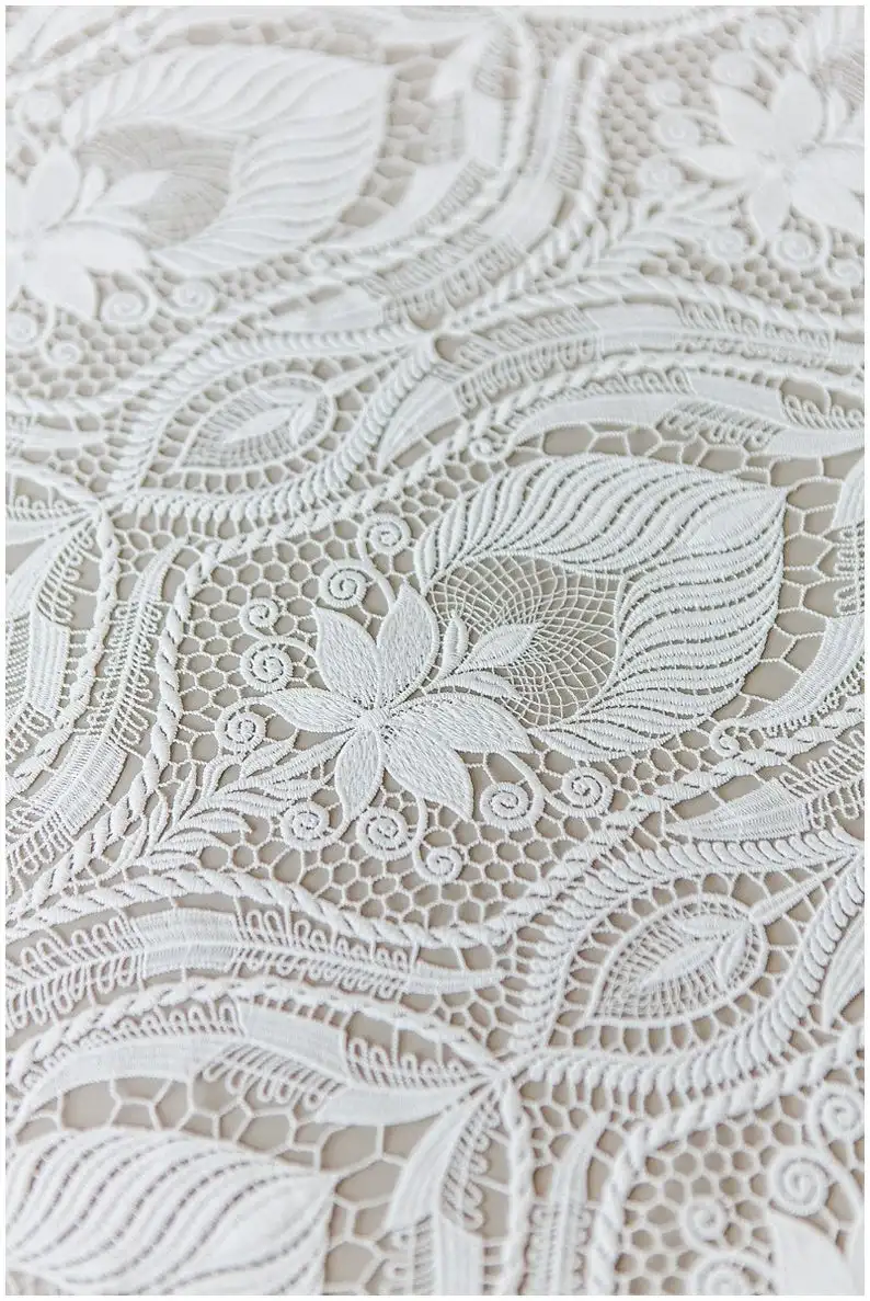 Guipure boho bridal lace, Boho wedding dress fabrics, Crochet lace fabric, bridal embroidered lace fabric, wedding dress lace