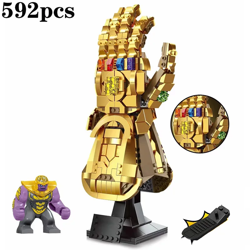 2021 Hot New classic movie superhero glove model gemstone set building block assembly toy children's Christmas birthday gift