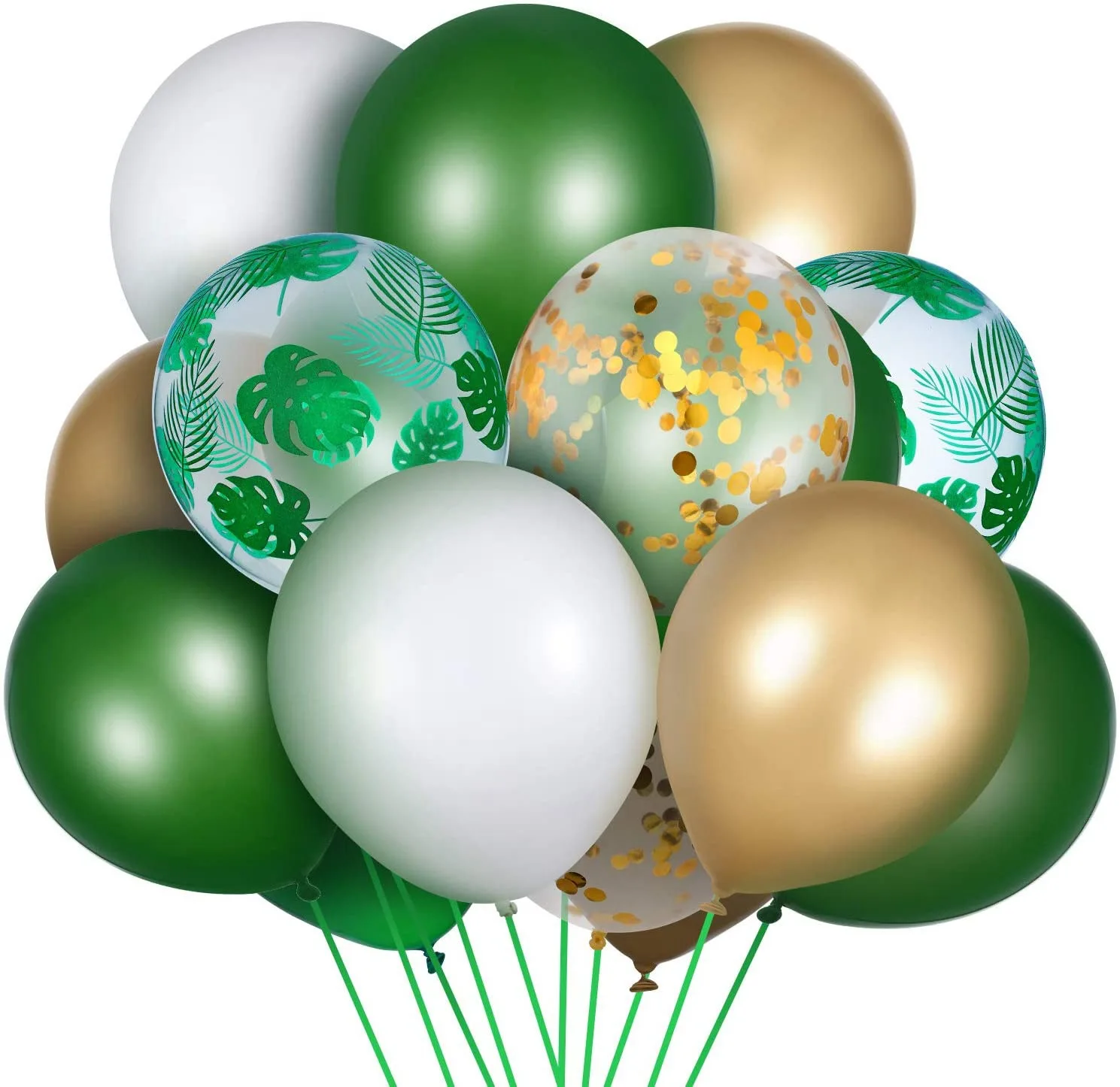 

40PCS Green leaves confetti metal latex Balloons Birthday Party Wedding Decorations baby shower globos Thanksgiving Day