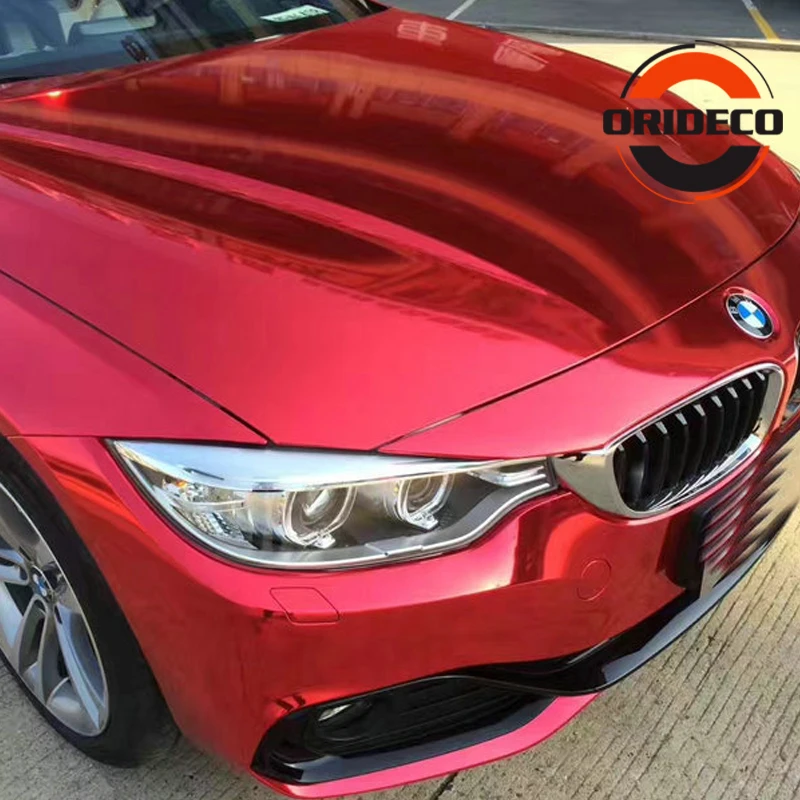 10/20/30/40/50*152CM High Stretchable Orange Chrome Air Bubble Free Mirror Vinyl Wrap Film Sticker Emblem Car Bike Motor Cover
