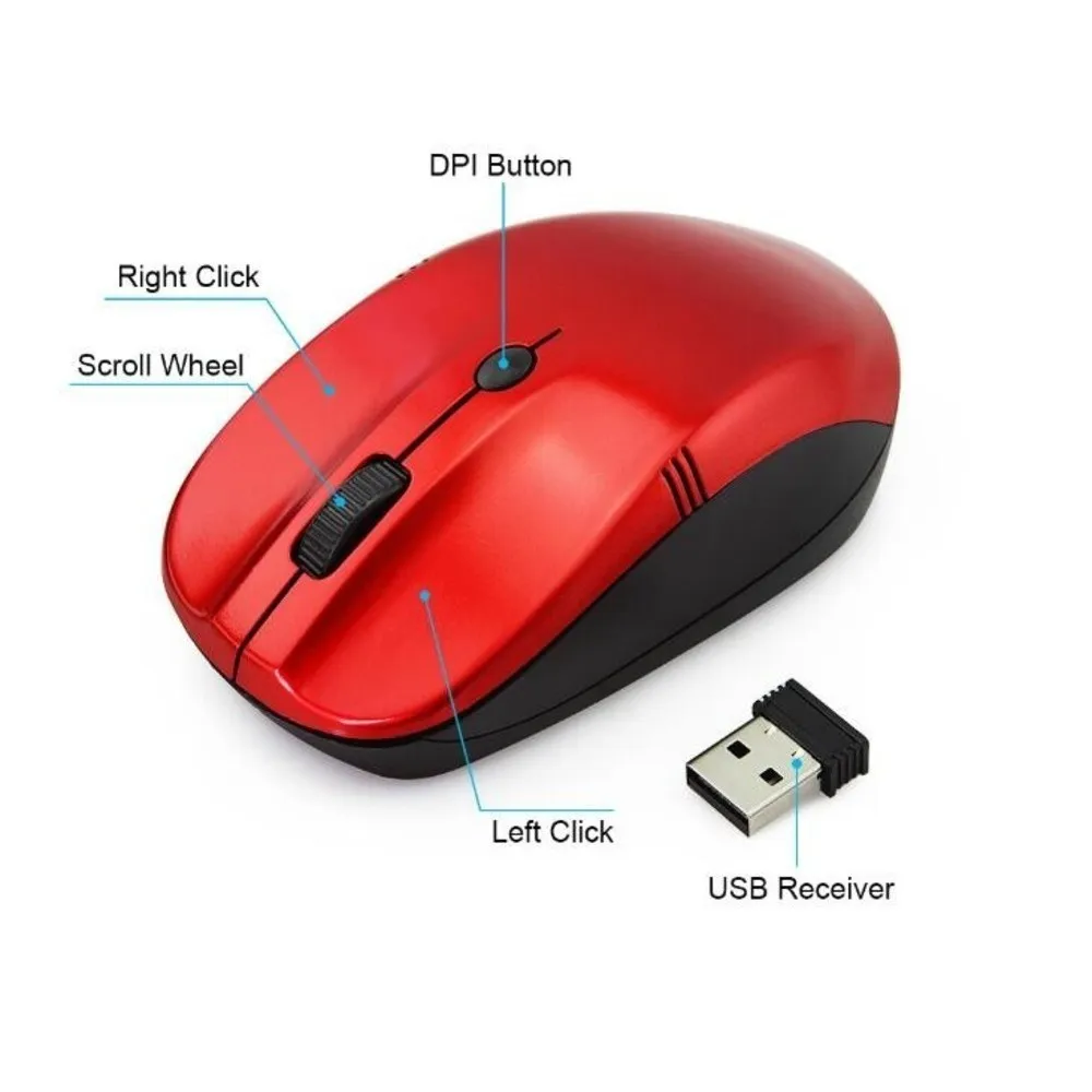 CHYI-Mini souris d'ordinateur portable sans fil, 2.4 mesurz, USB, 1600 ug I, optique, 3D, ergonomique, pour PC, ordinateur portable et de bureau