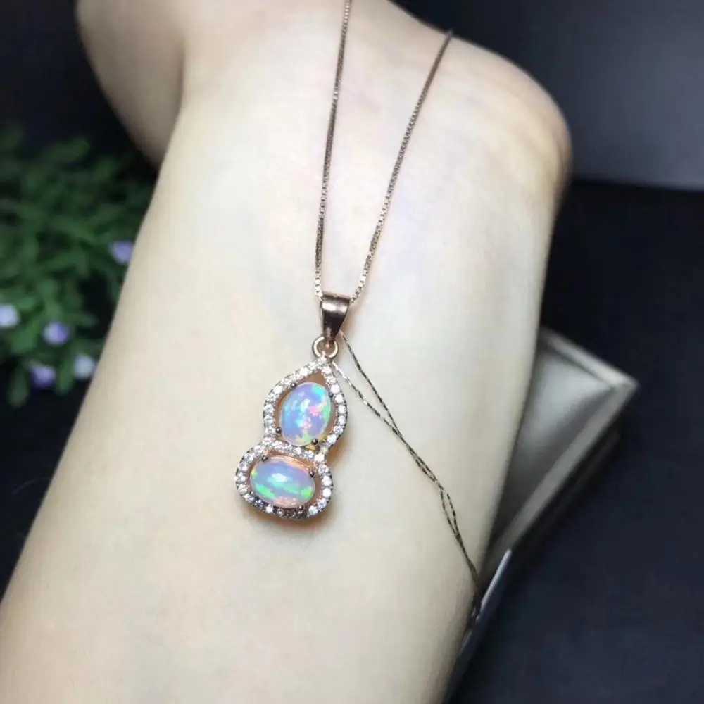 Fire color changing  Opal Pendant for Necklace of women siver jewelry ,Certified natural gem party present  cornament cucurbit