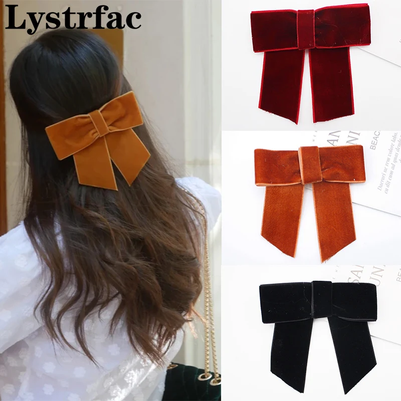 Lystrooth New Vintage Velvet Bow Hairpin for Women Girls clip di capelli ornamento per capelli hairgrip accessori per capelli a nastro retrò