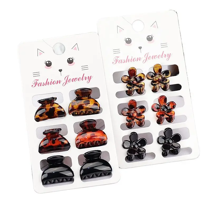 6 PCS/Pack Chic Tortoise  Small Girls Clips Super Strong Mini Octopus Fine Hair Claw Resin Barrettes Hair Accessories For Women