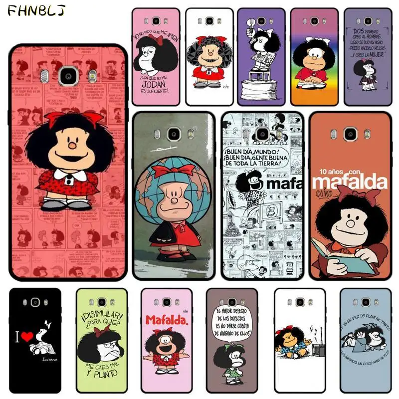 FHNBLJ Hot Mafalda Cover Black Soft Shell Phone Case for Samsung J6 J7 J2 J5 prime J4 J7 J8 2016 2017 2018 DUO core neo