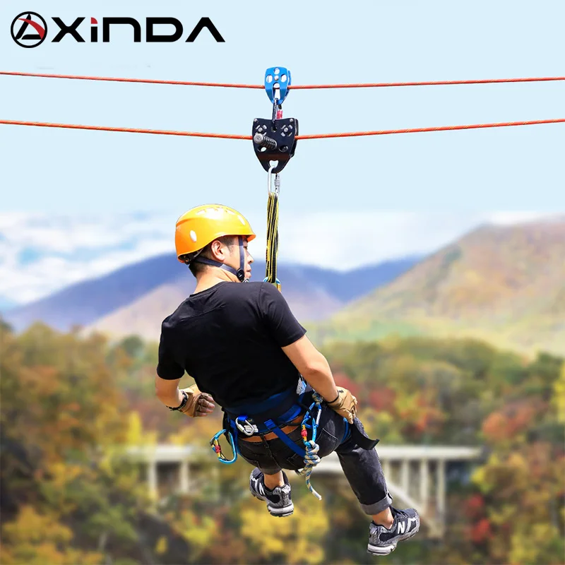 XINDA Professional Handle Pulley Roller Gear Outdoor rock climbing Tyrolean Traverse Crossing Weight Carriage Device Equipment