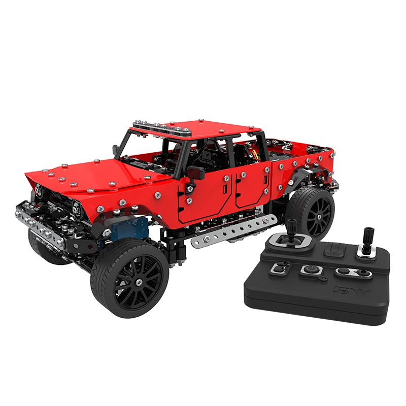 1/16 SW (RC) 005 Alloy Assembled Remote Control Car Stainless Steel 4 Channel RC pickup Truck 817pcs Toys for Children Kid Gift