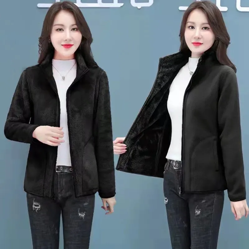 Women\'s Double Sided Polar Fleece Coat 2023 Spring Autumn Women Jacket Warm Fleece Jackets Overcoat Casual Shaggy Outwear Femme