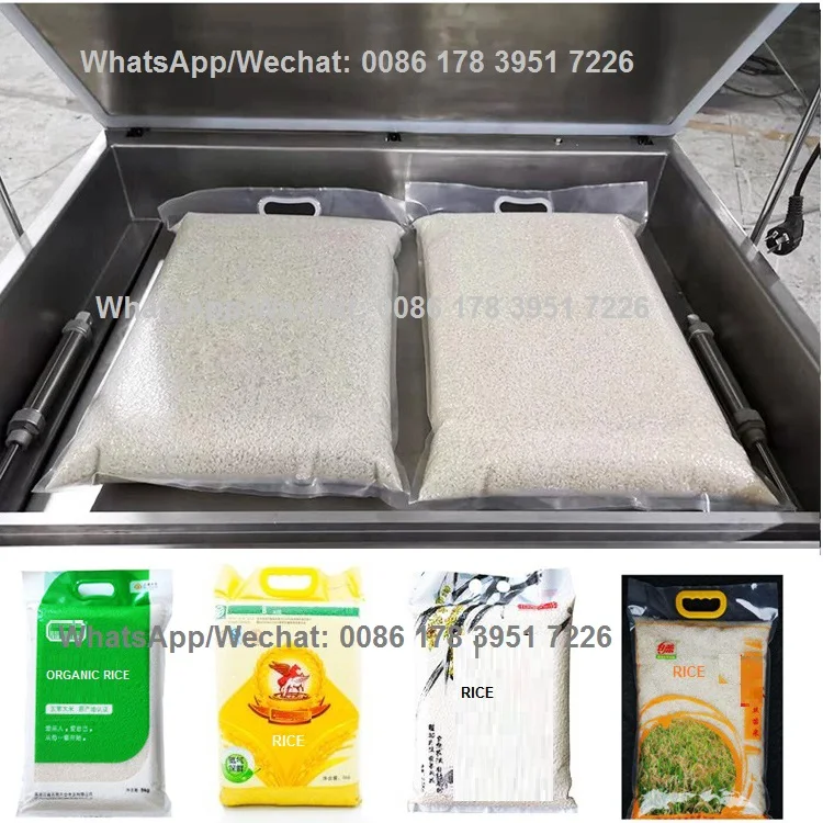 Única câmara automática arroz tijolo saco de plástico aferidor máquina selagem/máquina embalagem a vácuo