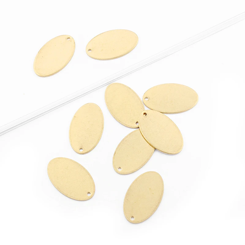 20pcs Raw Brass Oval Stamping Engraving Charms Pendant Blank Tag For DIY Earrings Bracelet Jewelry Findings Making