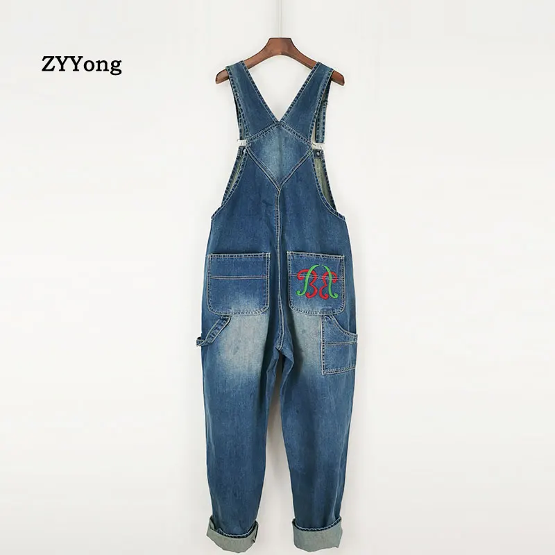 Bib Overalls For Man Suspender Pants Men's Jeans Jumpsuits High Street Loose 2020 Sping Fashion Denim Male Plus Size S-5XL