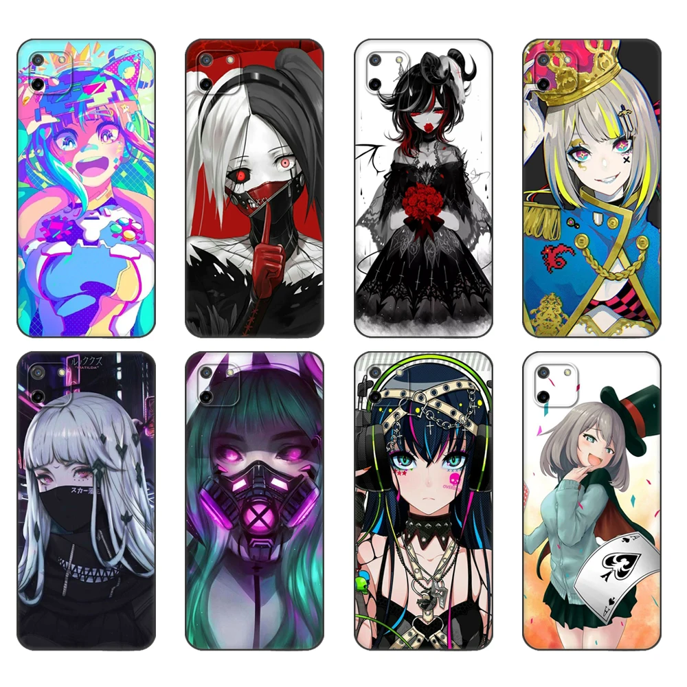 Black tpu Case For OPPO Realme C11 Case For Realme C 11 RealmeC11 Back RMX2185 Case Cover Bumper anime art