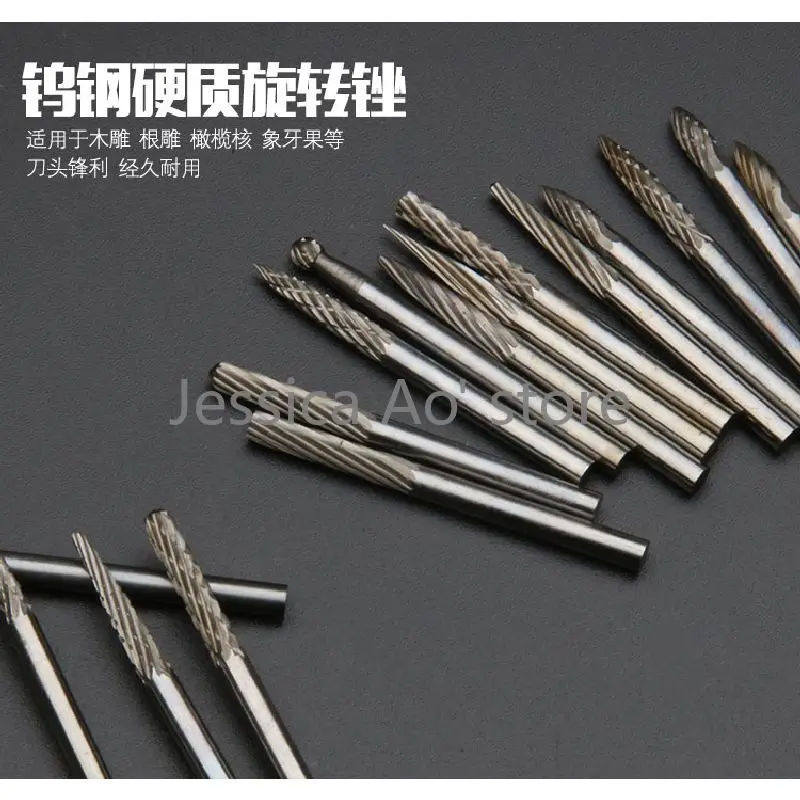 10pcs 3*3mm Dremel Router Bits Carbide Milling Cutter Tungsten Steel CNC Woodworking Metal Grinding Head Rotary File