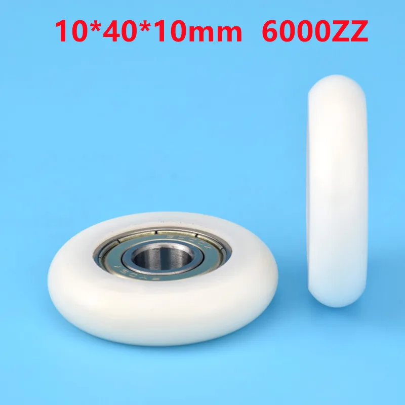 

20pcs 10*40*10mm 6000ZZ Bearing Coated Plastic Pulley POM Shell Spherical Radian Radius 5mm Guide Wheel Roller