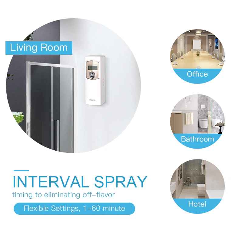 SVAVO Automatic Aerosol Dispenser Wall mounted Air Freshener Automatic Spray Machine with LCD Screen for Bathroom Living Room